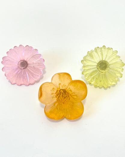 "Garden Path" Cast Glass Flowers Set - "Soft Spring" with Pink