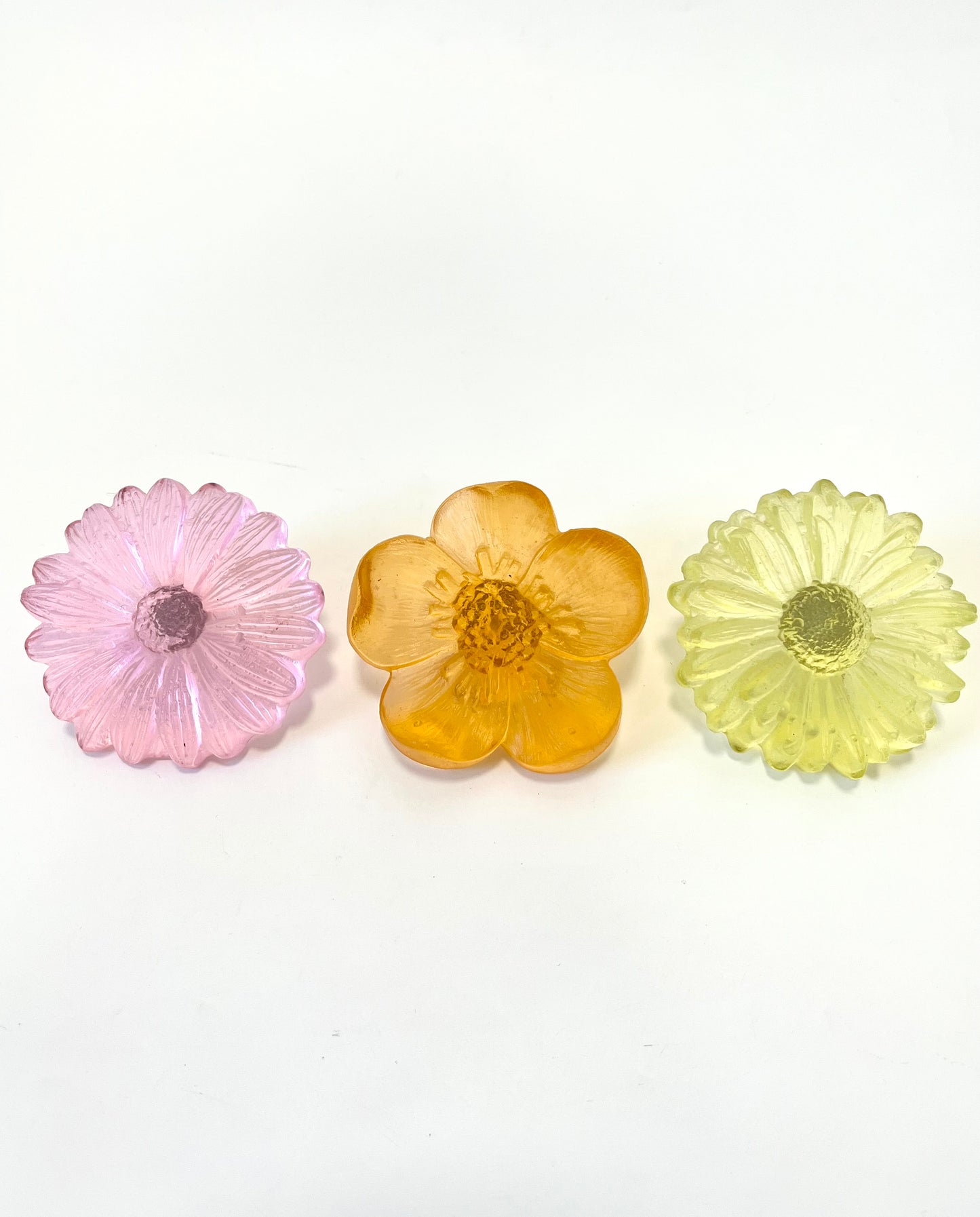 "Garden Path" Cast Glass Flowers Set - "Soft Spring" with Pink