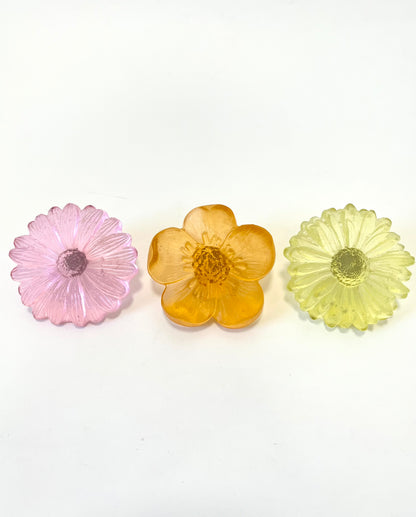 "Garden Path" Cast Glass Flowers Set - "Soft Spring" with Pink