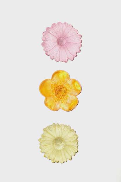 "Garden Path" Cast Glass Flowers Set - "Soft Spring" with Pink
