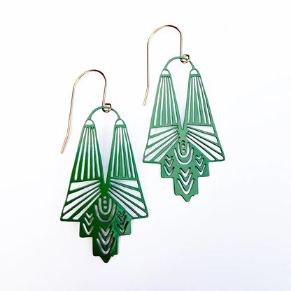 Goddess Earrings in Emerald Green