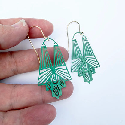 Goddess Earrings in Emerald Green