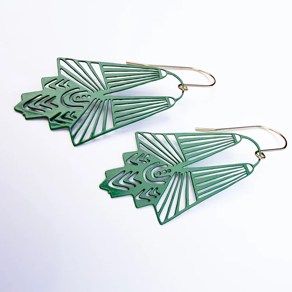 Goddess Earrings in Emerald Green