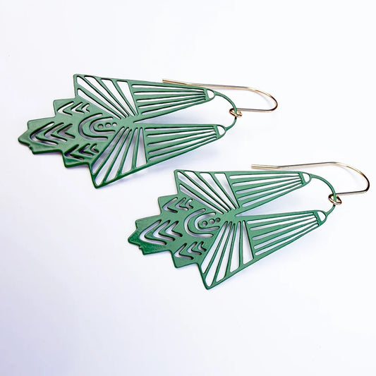 Goddess Earrings in Emerald Green
