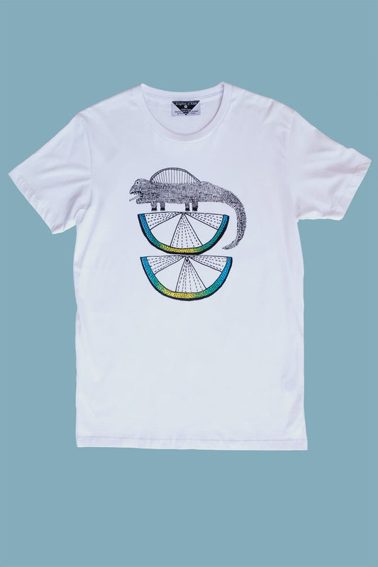 Illustrated Mens T-Shirt 'Horatio, Guardian of The Limes' - White