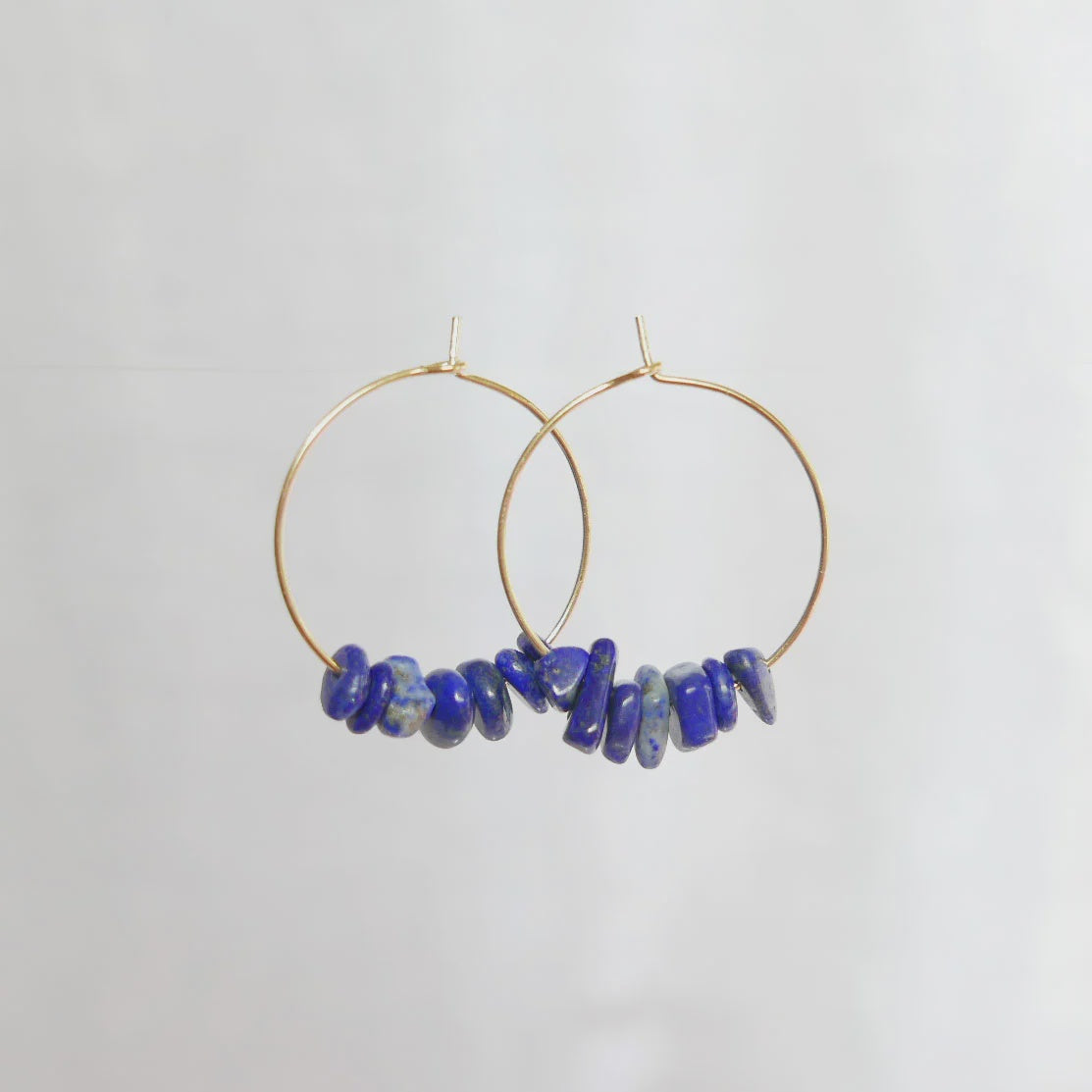 Goodheart Gold Hoop Earrings - Lapis Lazuli