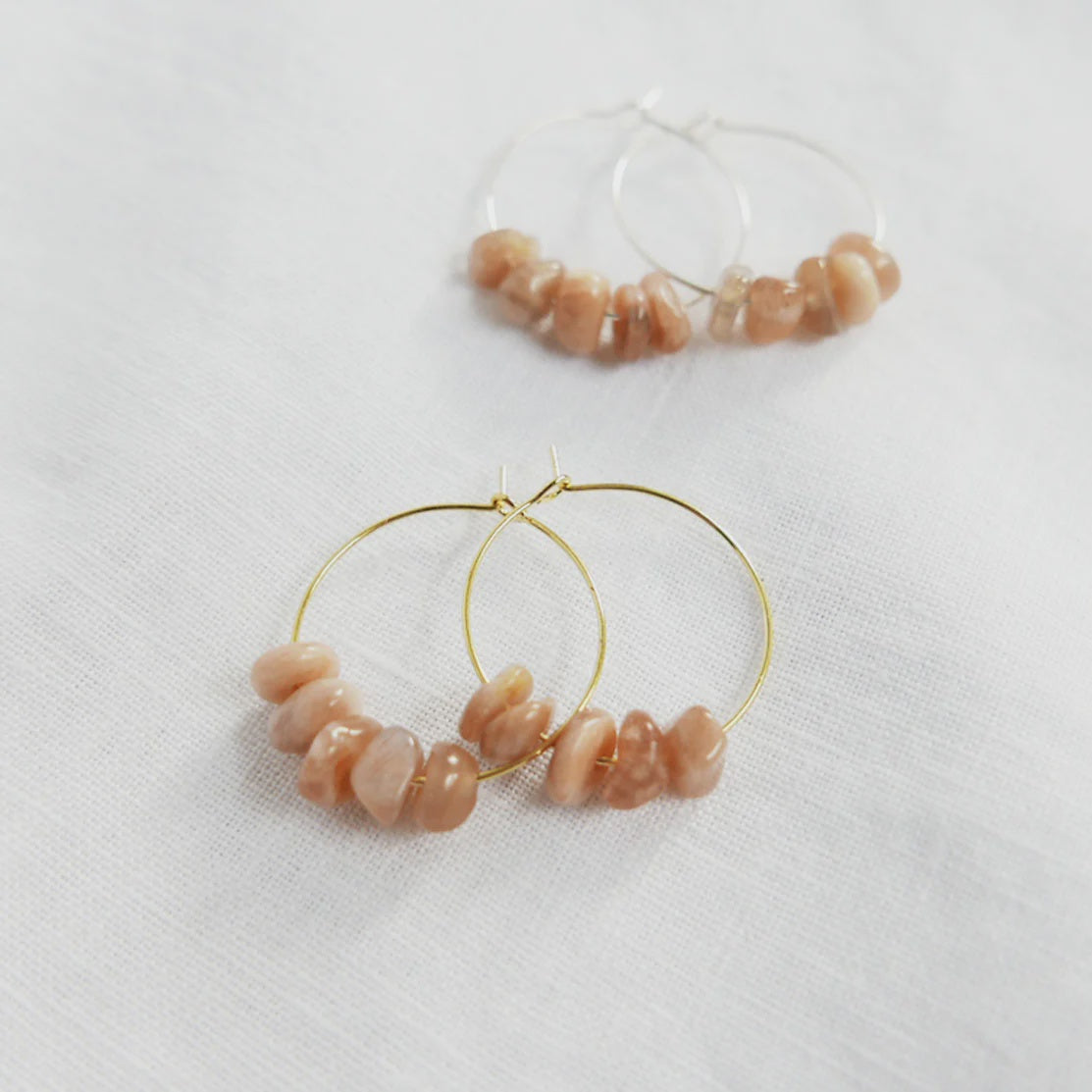 Goodheart Gold Hoop Earrings - Moonstone