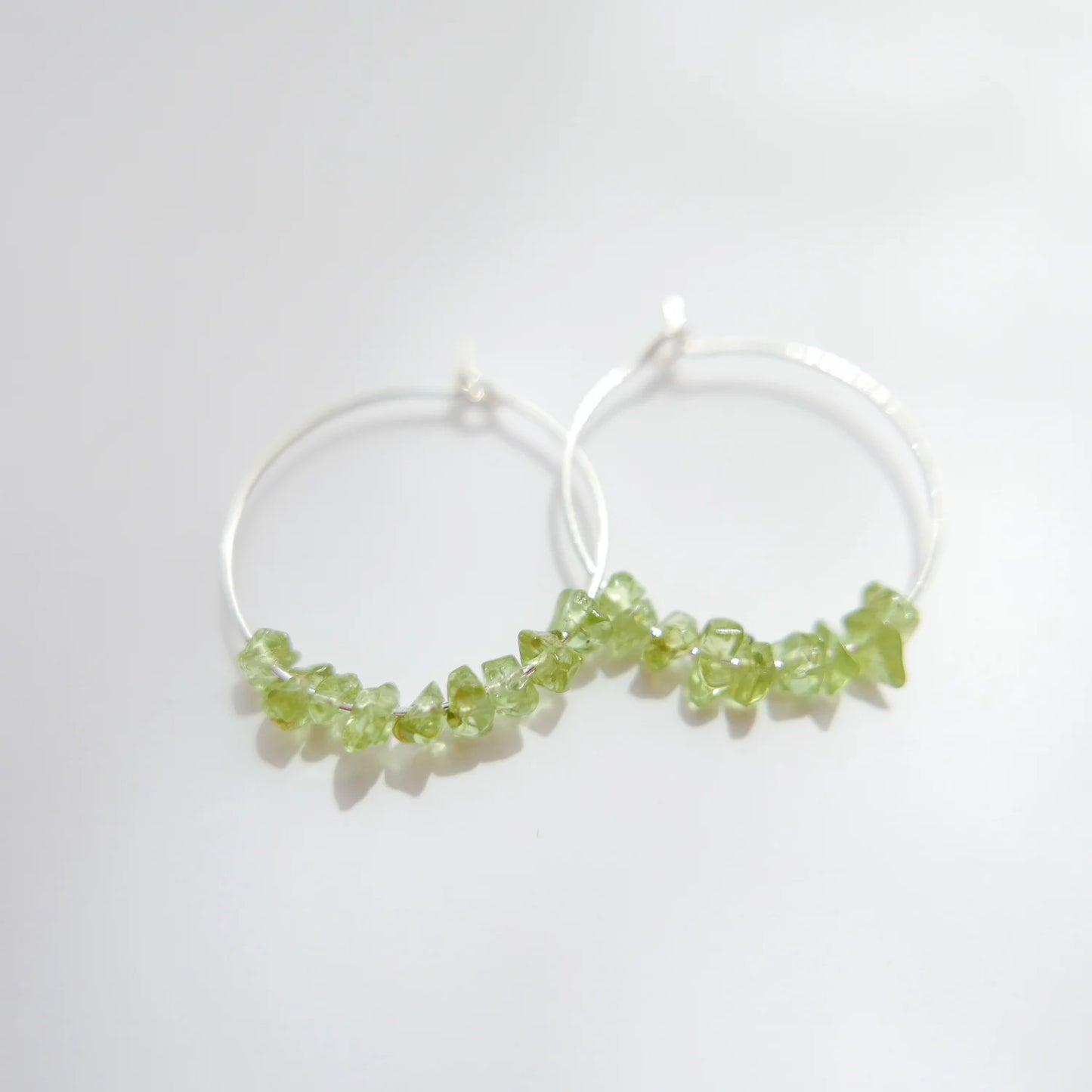 Goodheart Silver Hoop Earrings - Peridot