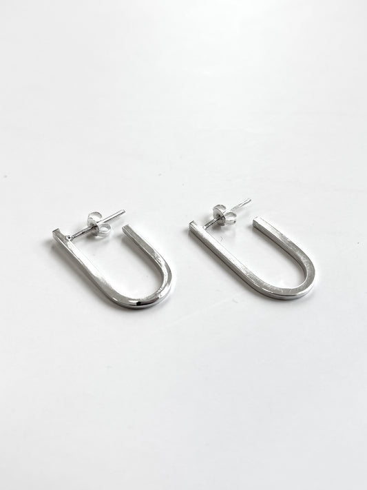 Silver 'U' Shape Earrings