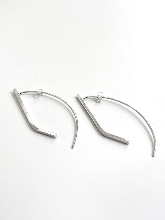 Silver Bent with Curve Earrings