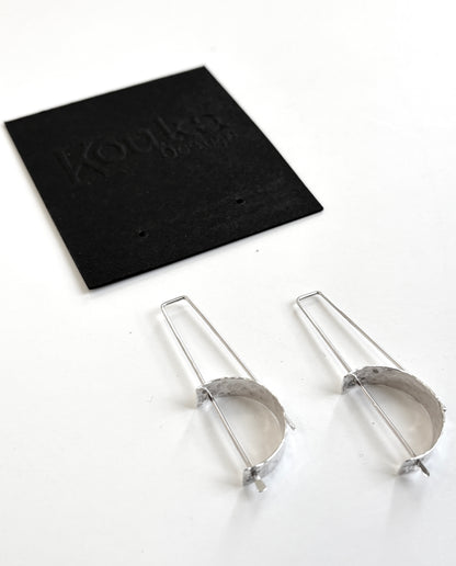 Silver Wide Curve on Long Post Earrings