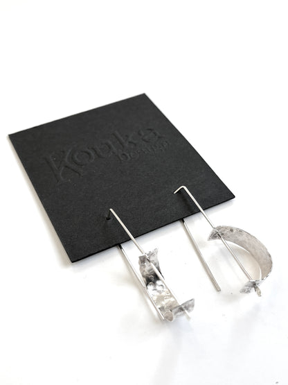 Silver Wide Curve on Long Post Earrings