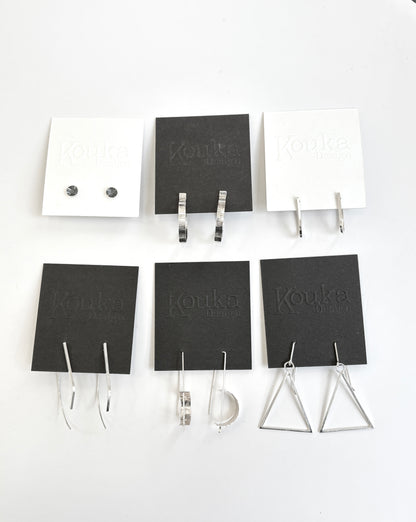 Silver Large Triangle Dangle Earrings