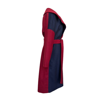 One-Off "Niki" Coat - Burgundy / Navy