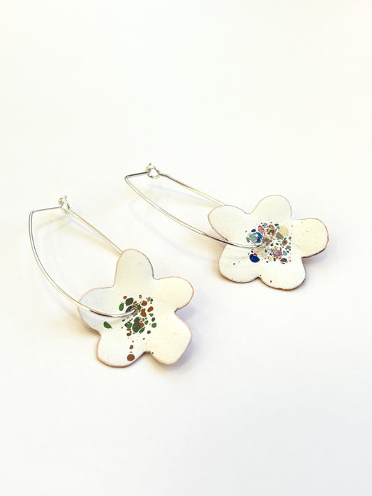 Bonnie Drop Flower Earrings - White Terrazzo