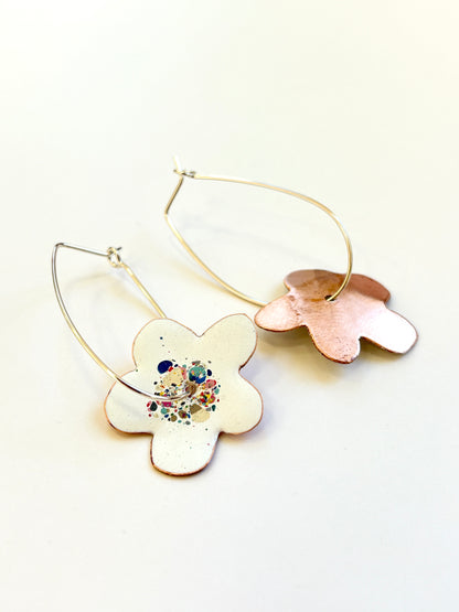 Bonnie Drop Flower Earrings - White Terrazzo