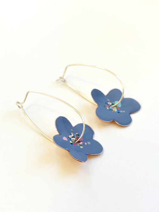 Bonnie Drop Flower Earrings - Pigeon Blue