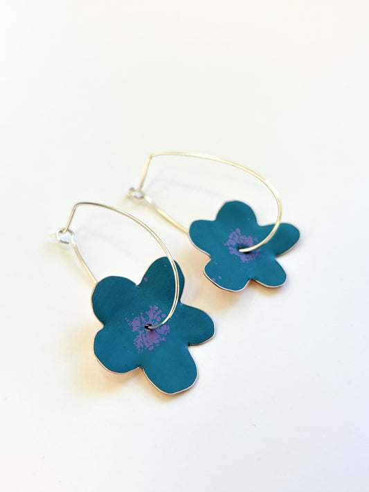 Bonnie Drop Flower Earrings - Dark Turquoise