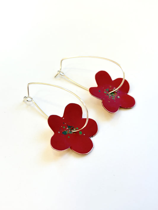 Bonnie Drop Flower Earrings - red