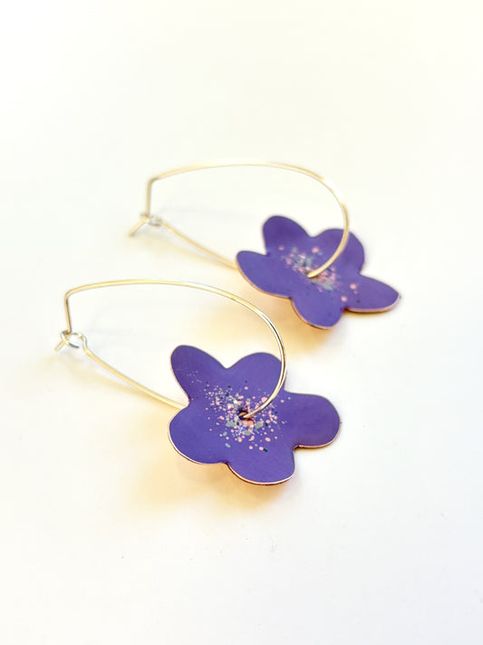 Bonnie Drop Flower Earrings - Violet