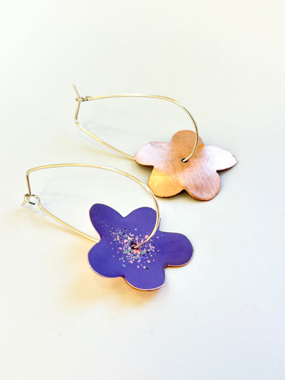 Bonnie Drop Flower Earrings - Violet