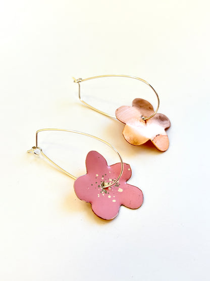 Bonnie Drop Flower Earrings - Light Pink