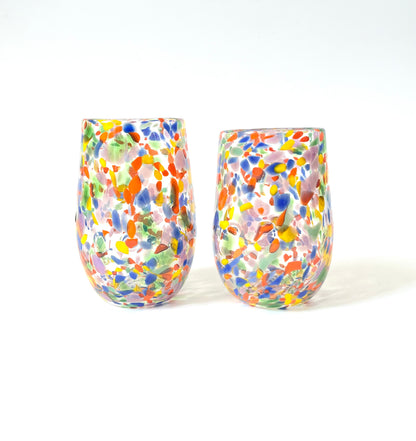 Handblown Glass Tumbler - Rainbow Speckle