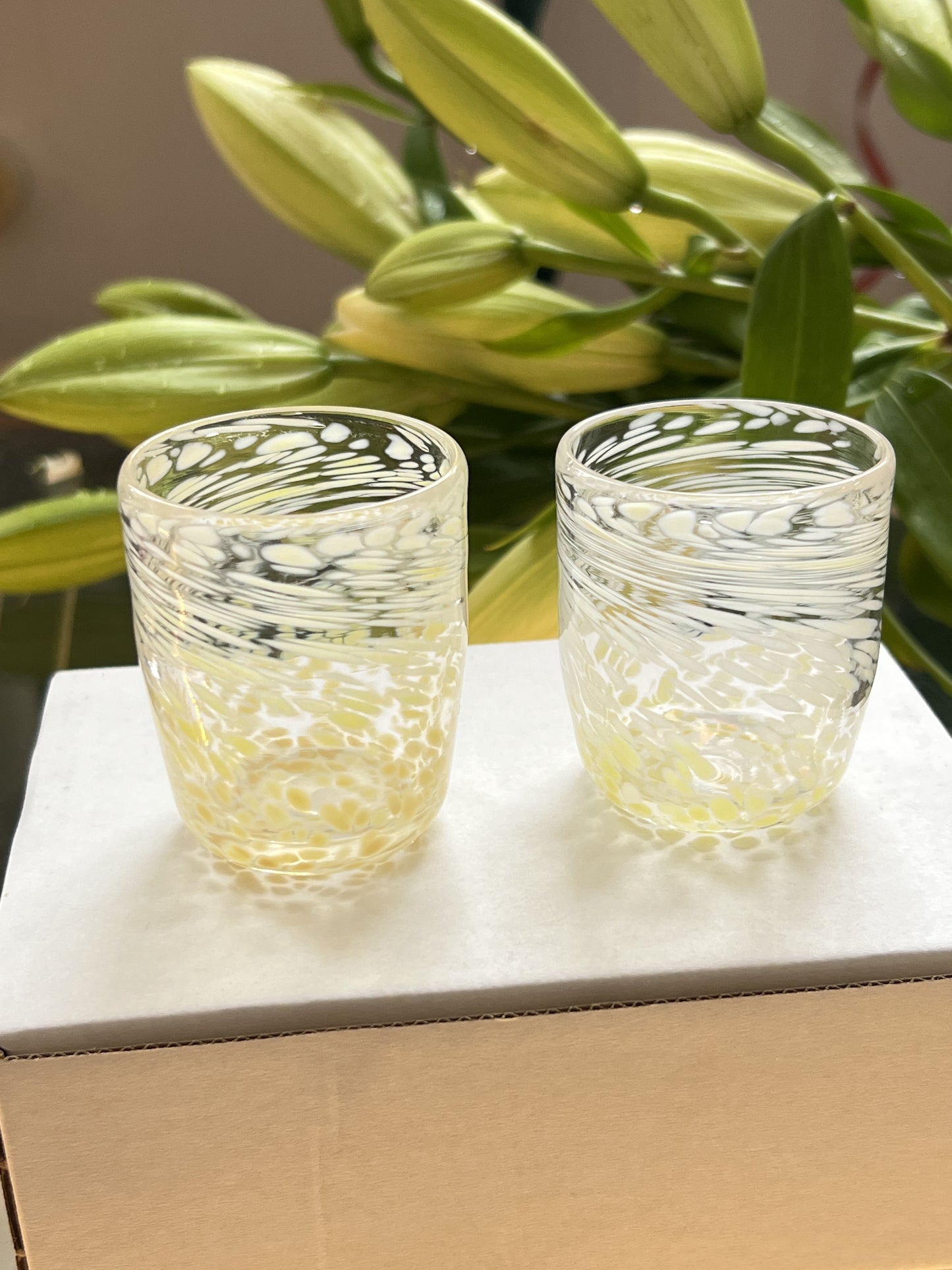 Pair of Handblown Shot Glasses - Lemoncello