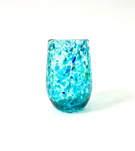 Handblown Glass Tumbler - Teal Blues/Greens