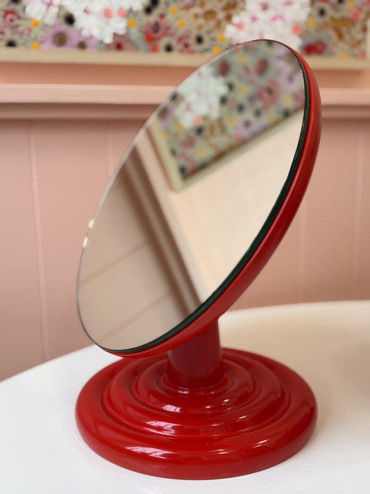 Ripple Mirror - Red - handmade from timber