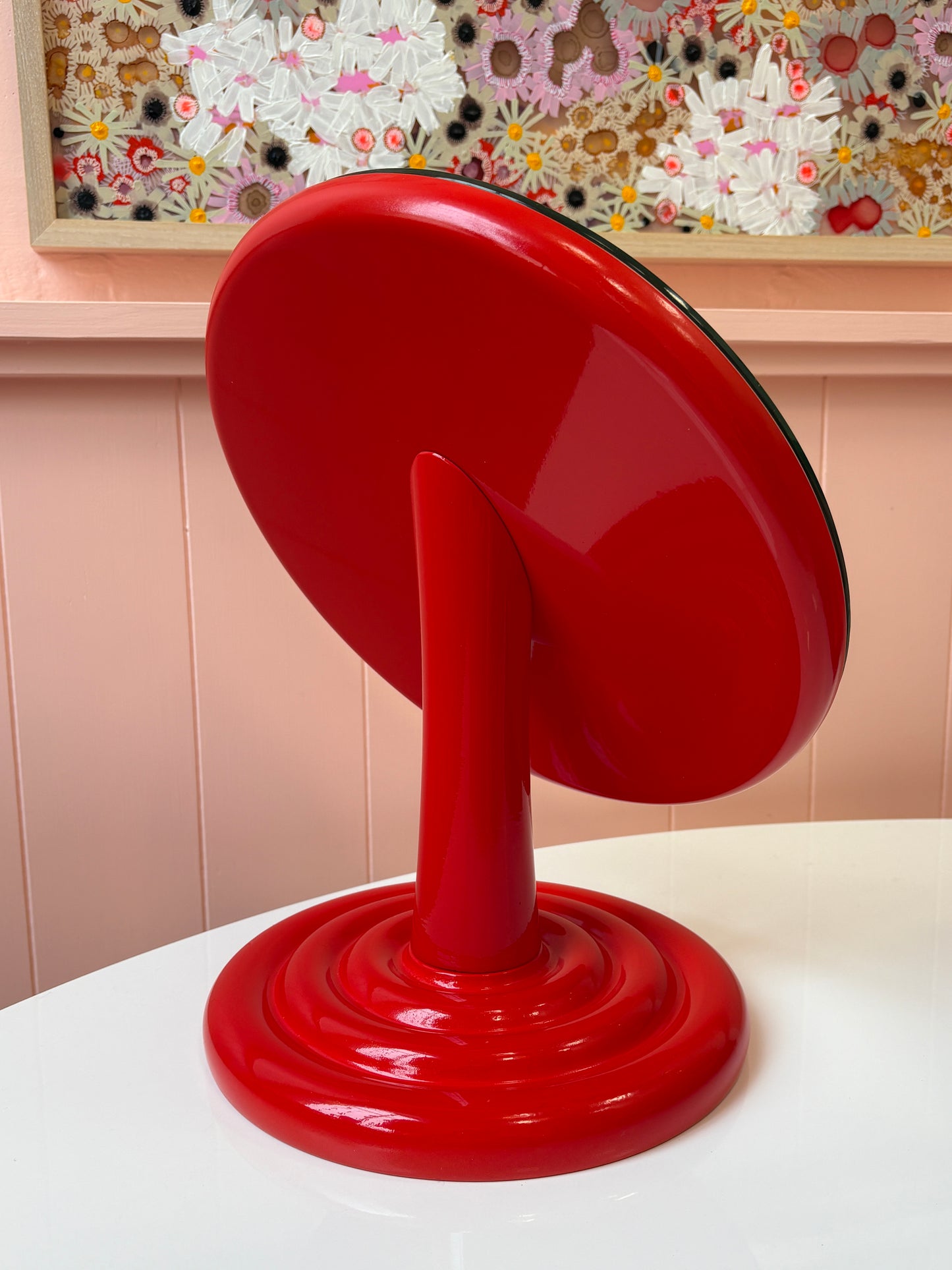 Ripple Mirror - Red - handmade from timber