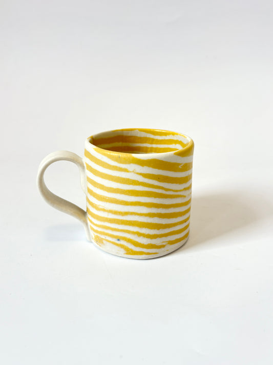 Ceramic Nerikomi Mug - Medium - Yellow Stripe