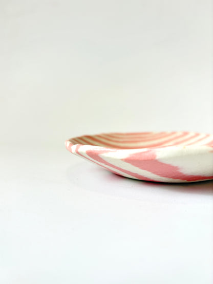 Ceramic Nerikomi Flat Dish - Pink Stripe