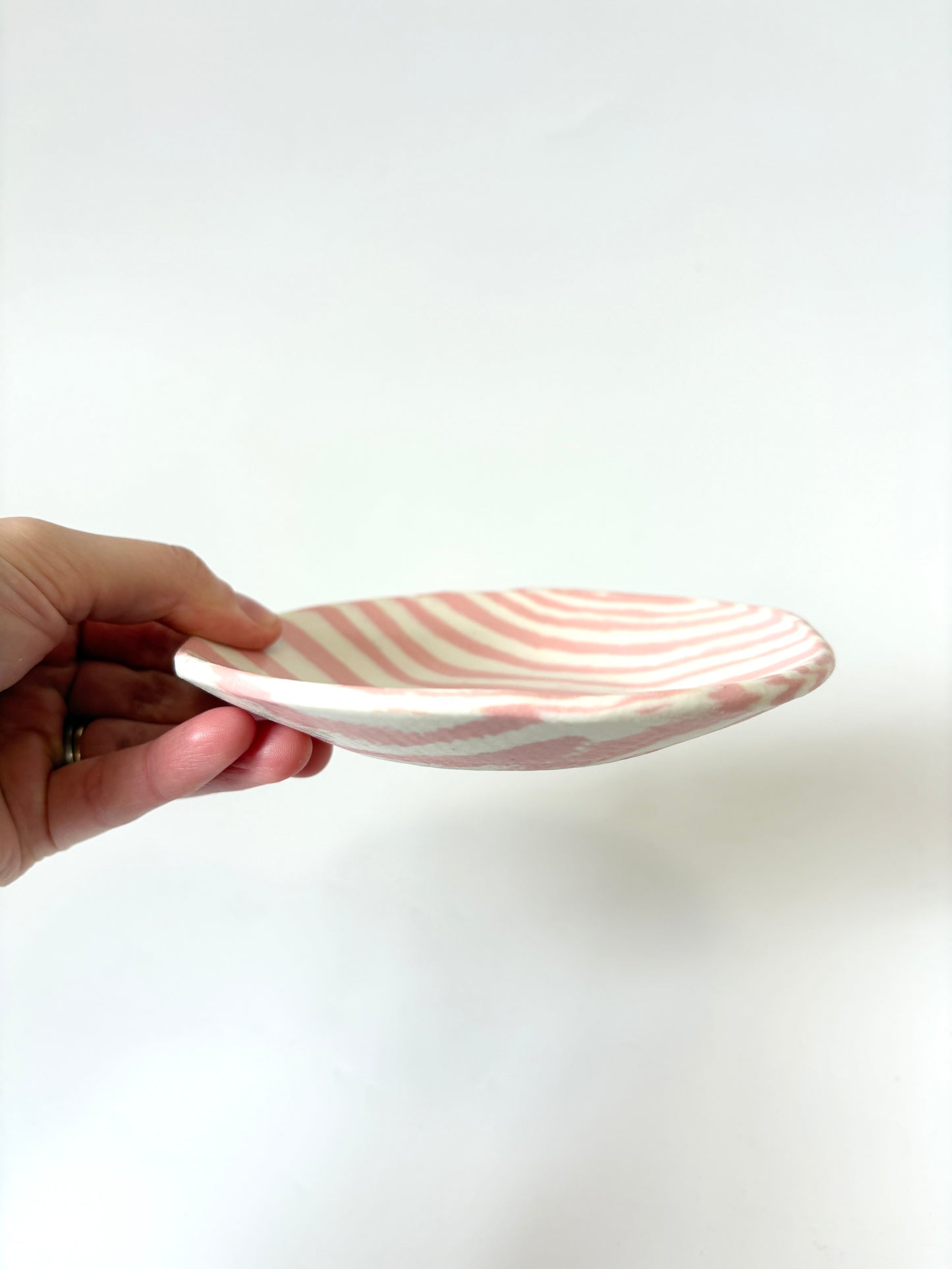 Ceramic Nerikomi Flat Dish - Pink Stripe