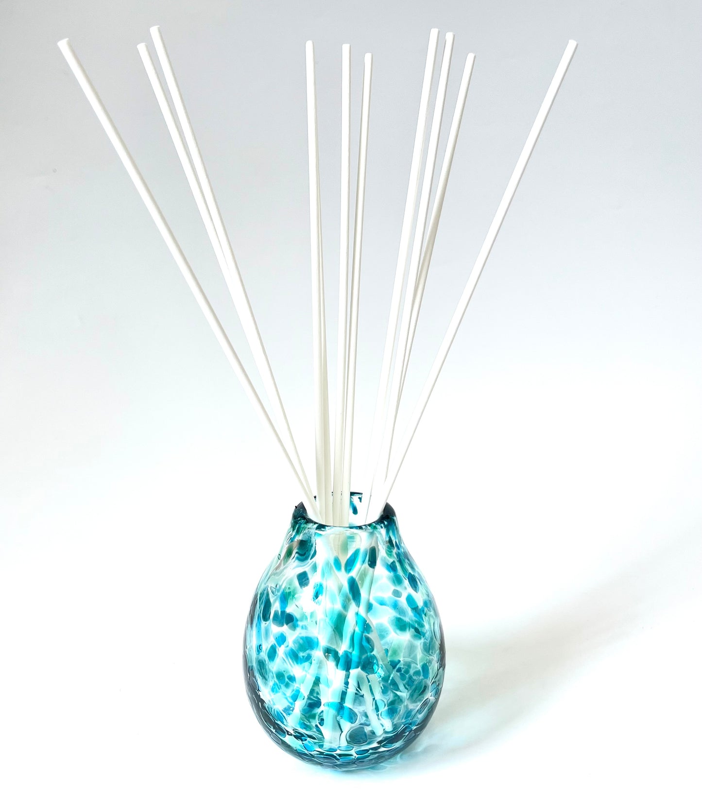 Handblown Glass Diffuser/Vase - Teal/Blue Green with 2cm Opening