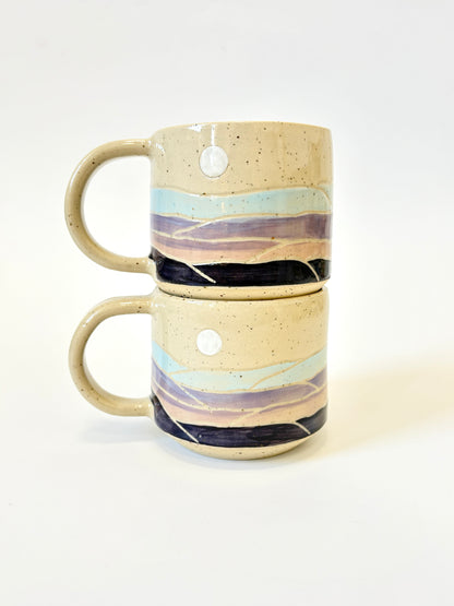 Ceramic Landscape Mug -  Purple & Blue