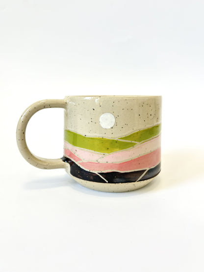 Ceramic Landscape Mug - Pink & Green