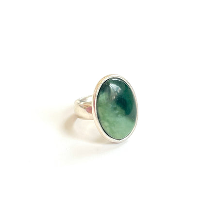 Large Jade & Sterling Silver Oval Ring (RI-OV3)