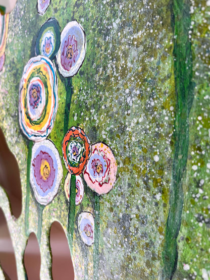 In my Garden original painting by Liz McAuliffe - Large Carved Panel 91.5 x 61
