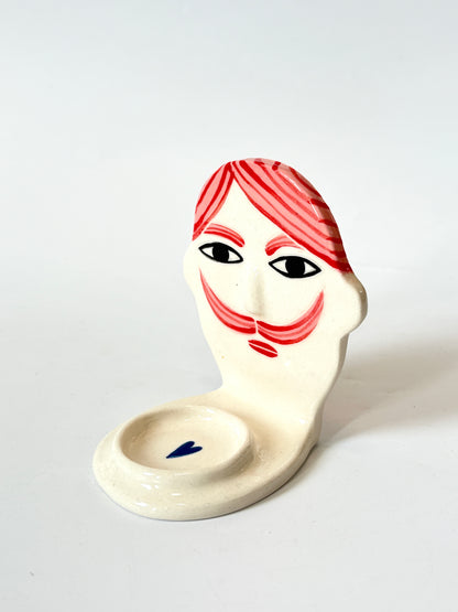 Pink and Red Gentleman Candle Person - Ceramic candle holder by Studio Soph