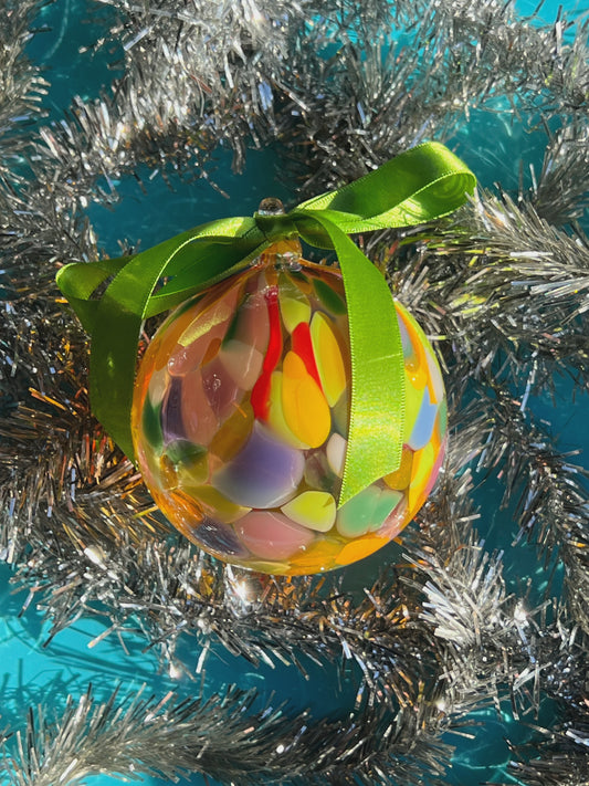 Tutti Frutti - Handblown Glass Bauble - lime Ribbon