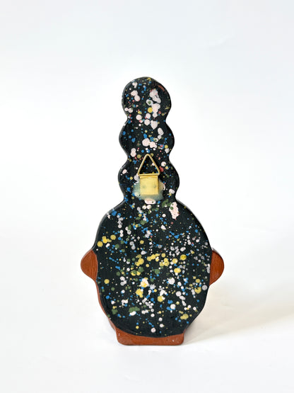 Dark Hair, dark skin Lady Candle Person with beauty spot - Ceramic candle holder by Studio Soph