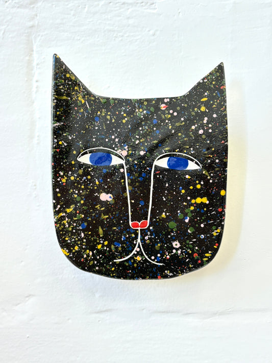Large ceramic wall vase by studio Soph -  Black Cat
