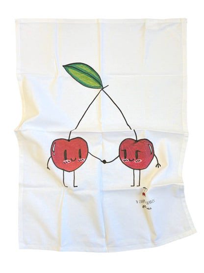 Couple of Cheeries - Illustrated Cotton Tea Towel by Jemimadidit