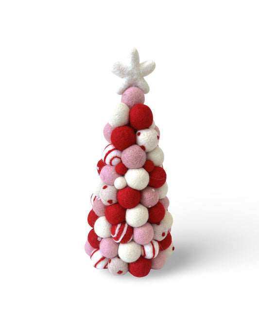 Pom-Pom Christmas Tree - Pink & Red Candycane tones