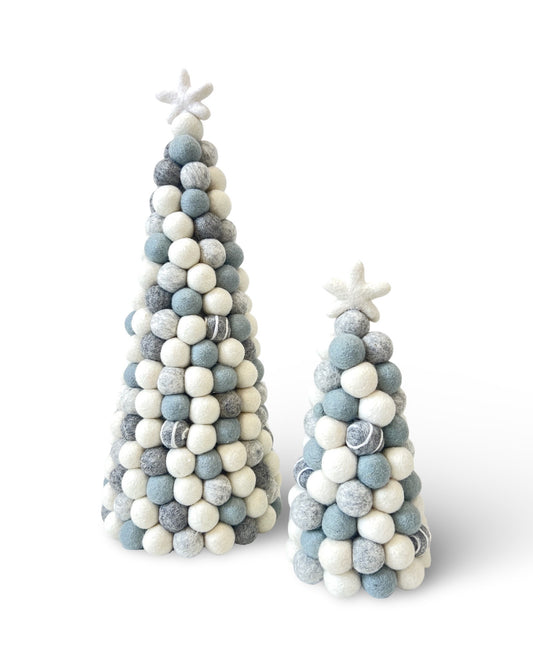 Pom-Pom Christmas Tree - Ice Blue tones - choose size