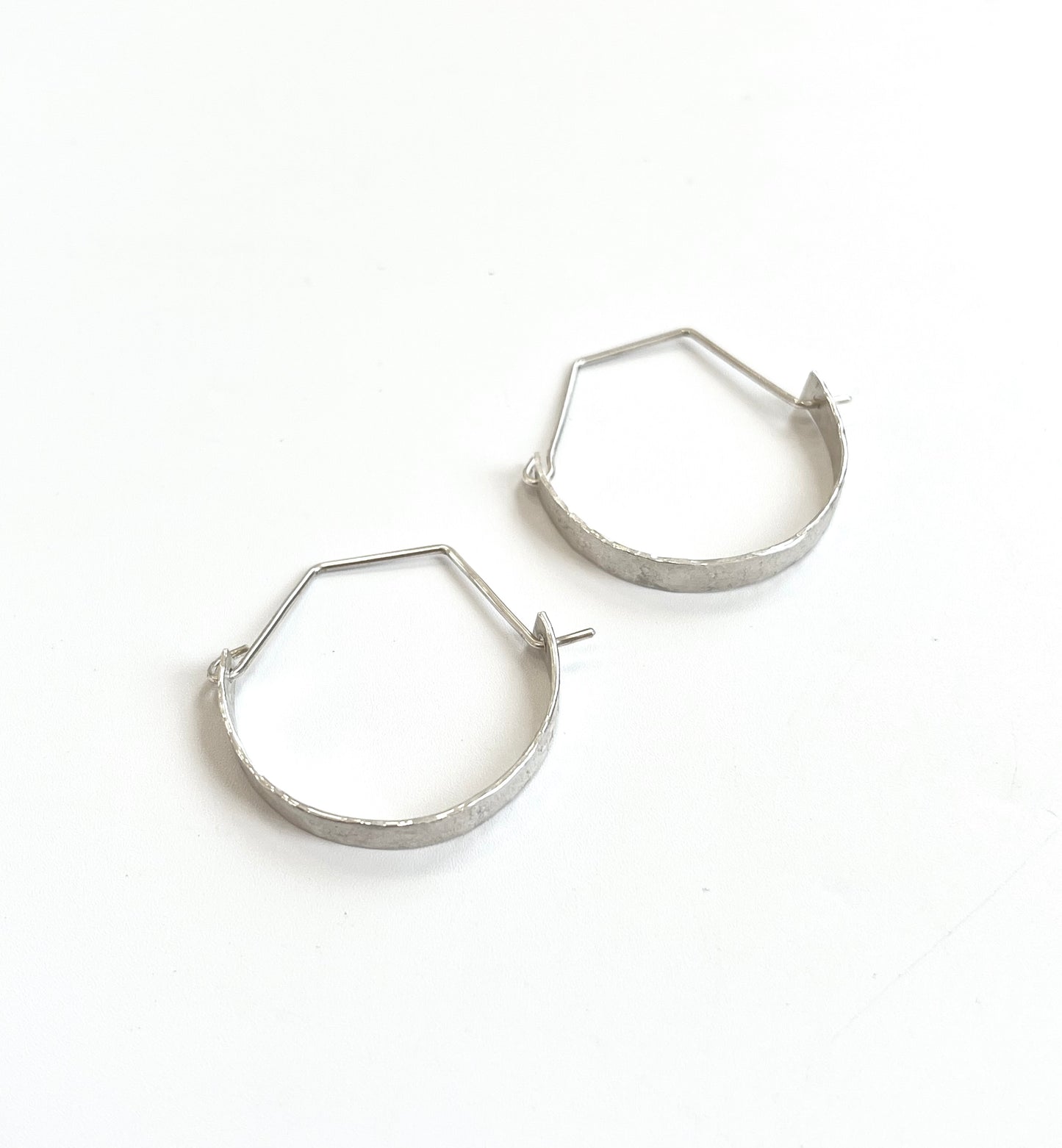 Silver Half Circle Textured Earrings