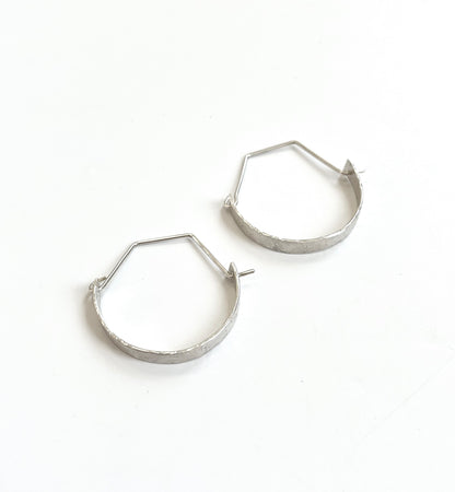 Silver Half Circle Textured Earrings