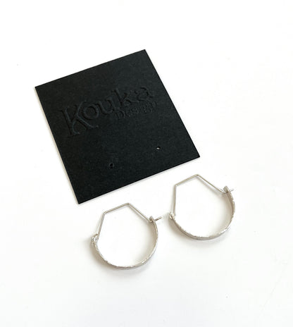 Silver Half Circle Textured Earrings