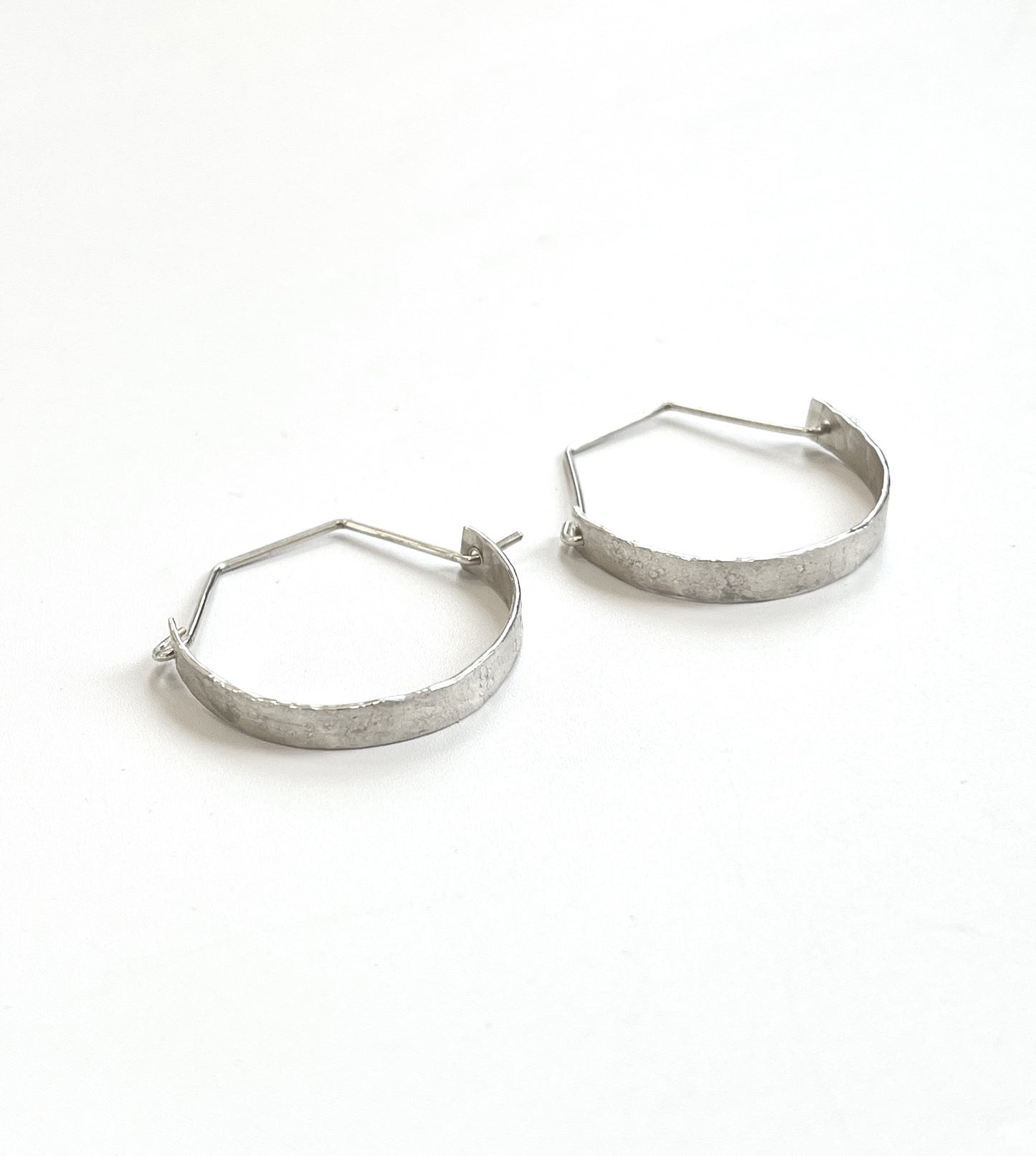 Silver Half Circle Textured Earrings